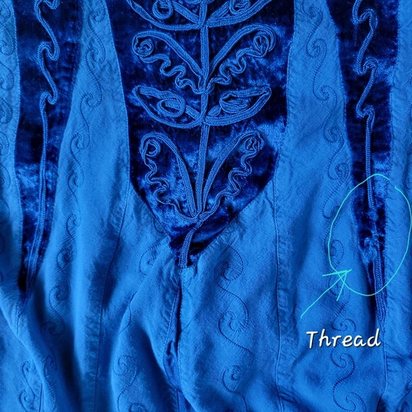 *SOLD* The Pyramid Collection Blue Maxi Dress Boho Embroidered 2X - Picture 7 of 14